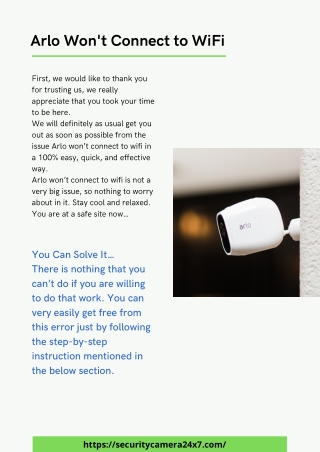 How Can Fix Arlo Won't Connect to WiFi