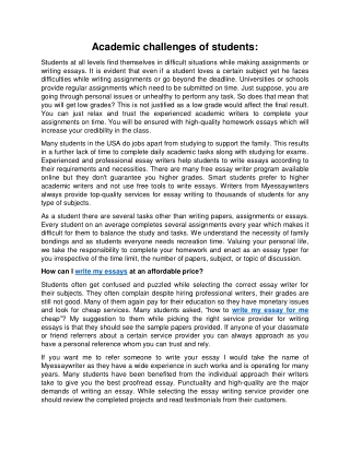 Academic challenges of students