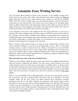 Automatic Essay Writing Service