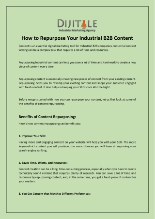 How to Repurpose Your Industrial B2B Content