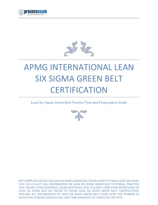 APMG International Lean Six Sigma Green Belt: The Definitive Guide