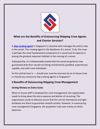 What are the Benefits of Outsourcing Shipping Crew Agents and Charter Services