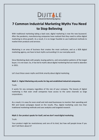 7 Common Industrial Marketing Myths You Need to Stop Believing
