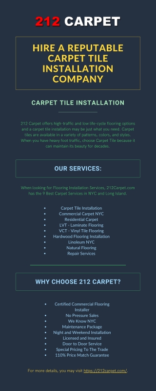 Hire a reputable carpet tile installation company