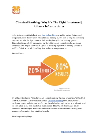 Chemical Earthing: Why It’s The Right Investment | Atharva Infrastructures