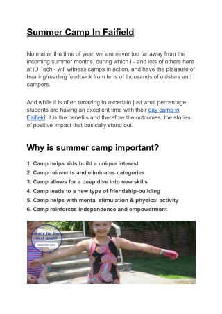 _Summer Camp In Faifield