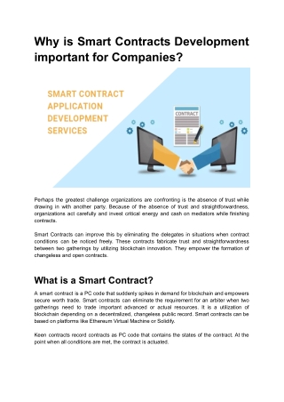 Why is Smart Contracts Development important for Companies_