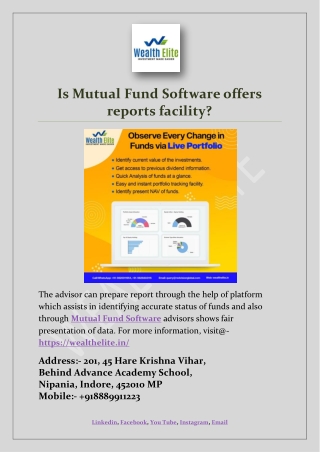 Is Mutual Fund Software offers reports facility