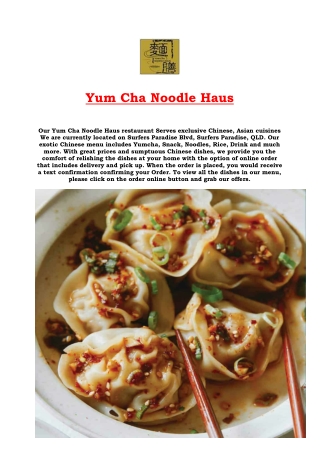 Hungry ?? Get 5% off @ Yum Cha Noodle Haus - Surfers Paradise, QLD