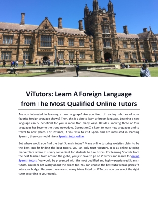 ViTutors Learn A Foreign Language from The Most Qualified Online Tutors