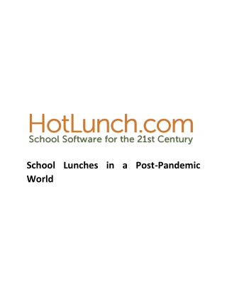 School Lunches in a Post-Pandemic World