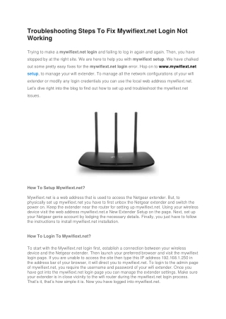 Troubleshooting Steps To Fix Mywifiext.net Login Not Working