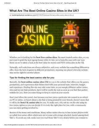What Are The Best Online Casino Sites in the UK?
