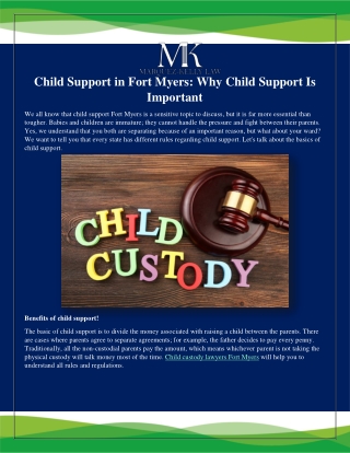 Child Support in Fort Myers | Marquez-Kelly law