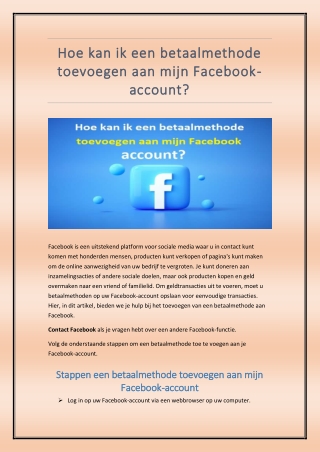 Betalingsgegevens toevoegen aan Facebook-advertentieaccount