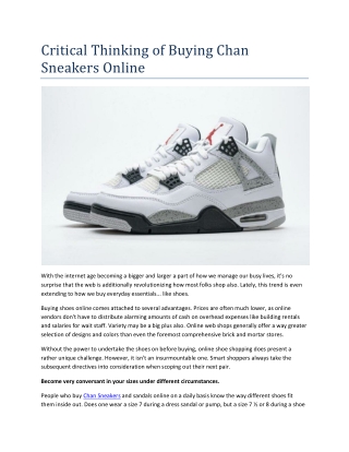 Critical Thinking of Buying Chan Sneakers Online