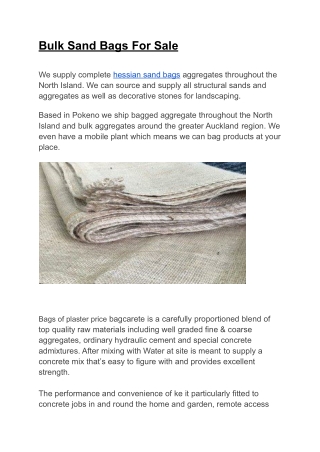 Bulk Sand Bags For Sale
