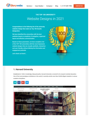 Best University Websites, University Website Design - Glorywebs