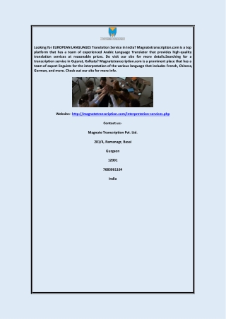 Interpretation Service Provider in Kolkata Magnatetranscription.com