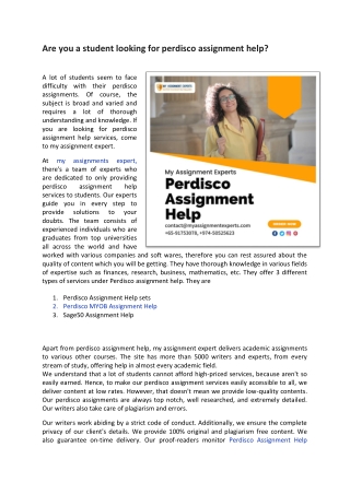 Are you a student looking for perdisco assignment help?