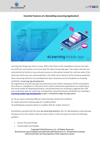 Prominent Features to Make an Outstanding eLearning App!