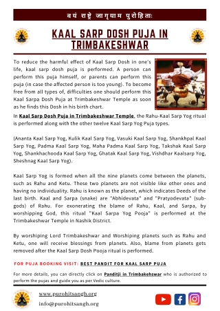 Kaal Sarp Dosh Puja In Trimbakeshwar Temple | Kalsarp Dosh