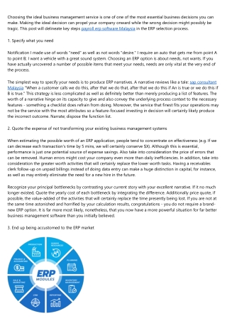 Selecting the Correct ERP System - A Four Step Process