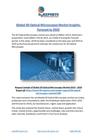 Global 3D Optical Microscopes Market Insights, Forecast to 2025