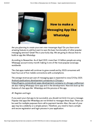 How to Make a Messaging App Like Whatsapp