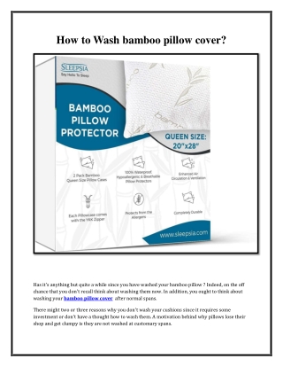 How to Wash bamboo pillow cover