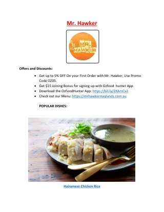 Mr. Hawker Maylands Takeaway Menu, WA - 5% off