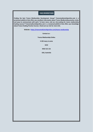How to Develop Trance Mediumship Trancemediumshiponline.com