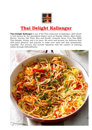 15% off - Thai Delight Kallangur Thai Restaurant menu - Kallangur QLD