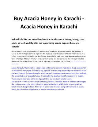 Buy Acacia Honey in Karachi, Acacia Honey in Karachi