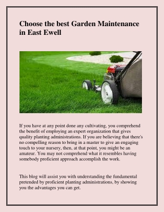 Choose the best Garden Maintenance in East Ewell