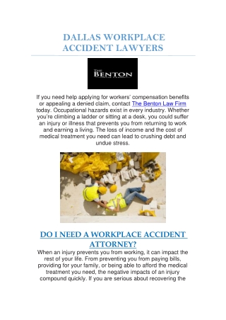 Dallas Workplace Accident Lawyers