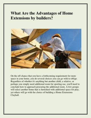 What Are the Advantages of Home Extensions by builders