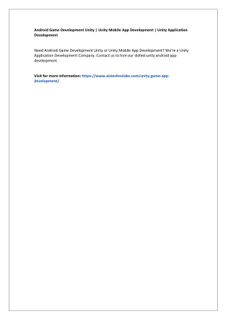 Android Game Development Unity | Unity Mobile App Development | Unity Applicatio