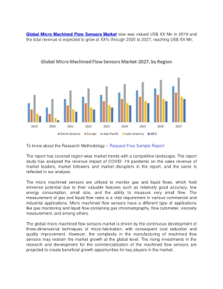 Global Micro Machined Flow Sensors Market size was valued US