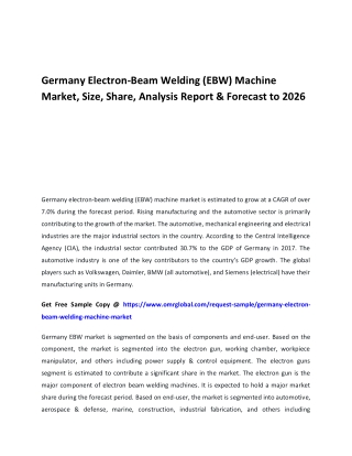 Germany Electron-Beam Welding (EBW) Machine Market