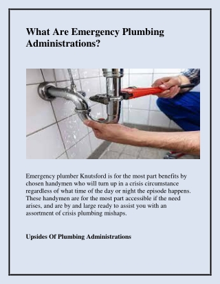 What Are Emergency Plumbing Administrations