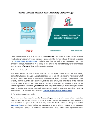 How to Correctly Preserve Your Laboratory Cytocentrifuge.docx