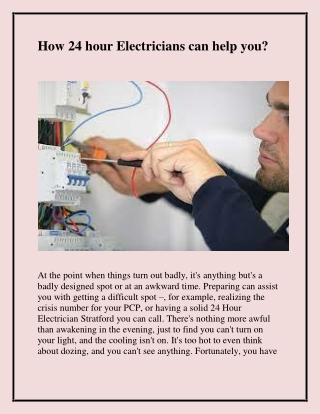 How 24 hour Electricians can help you