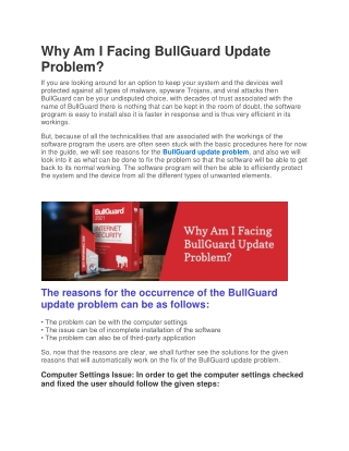 Why Am I Facing BullGuard Update Problem?