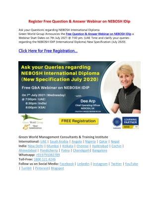 Register Free Question & Answer Webinar on NEBOSH IDip