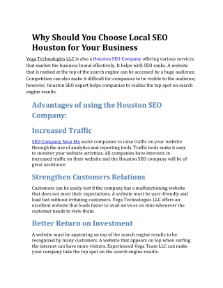 Why Should You Choose Local SEO Houston for Your Business