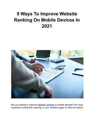 9 Ways To Improve Website Ranking On Mobile Devices In 2021