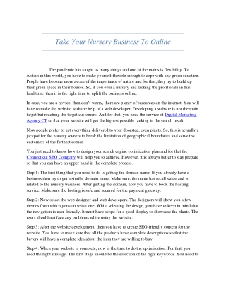 Take Your Nursery Business To Online