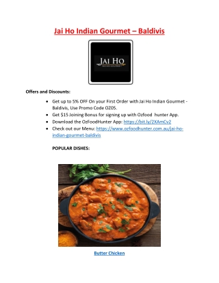 5% Off - Jai Ho Indian Gourmet - Baldivis Takeaway, WA