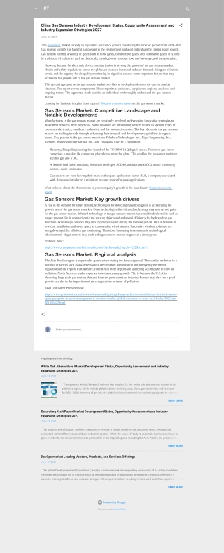 Gas Sensors Market Trends and Research Insights by 2027